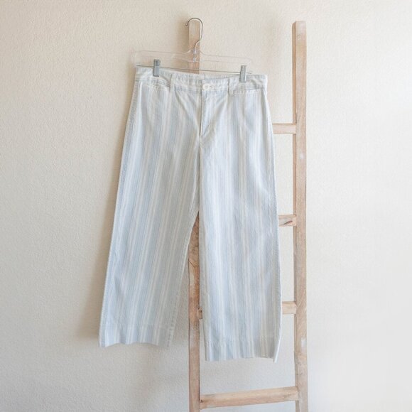 GAP Cropped Pants Size 6 Blue White Stripe Cropped Wide Leg Stretch - Picture 3 of 5